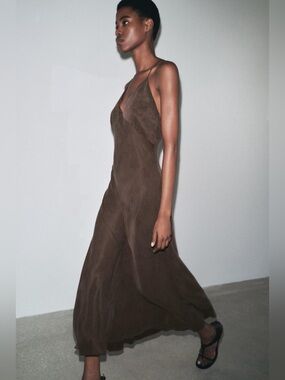 brown gingham maxi dress Opal Gingham Maxi Dress in Brown
